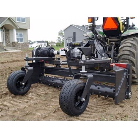 skid steer power rake rental with operator|pull behind landscape rake rental.